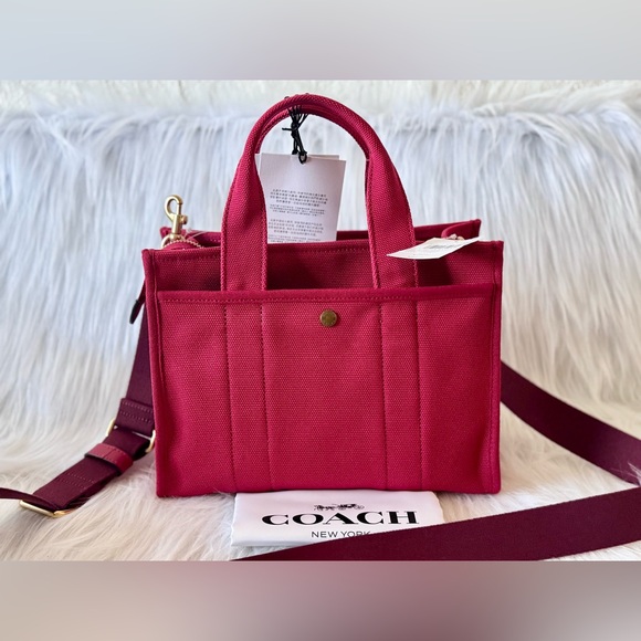 Coach New Year Cargo Tote Bag 26 With Coach Snake Logo Print In Brass/Ruby - Picture 9 of 14